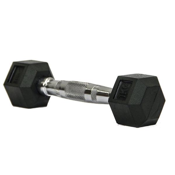 Imagem de Halter dumbell emborrachado sextavado cromado rae - 1kg