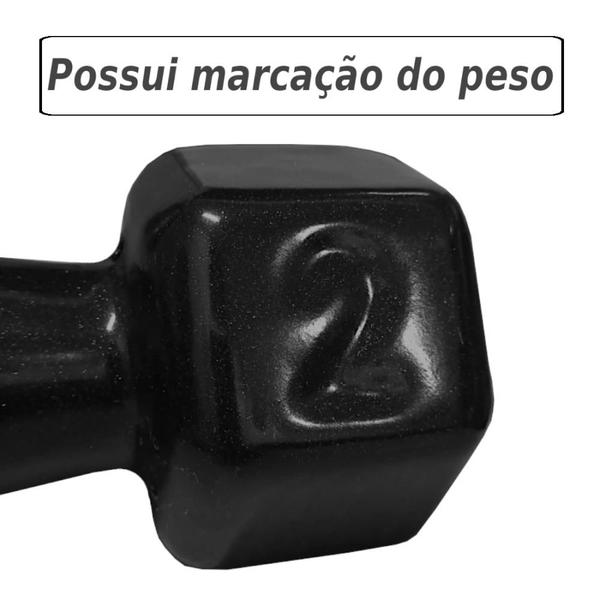 Imagem de Halter Peso Academia 2 Kg Sextavado Emborrachado Preto  Mega Peso 