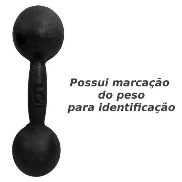 Imagem de Halter Peso Academia 6 Kg Ferro Fundido Preto  Mega Peso 