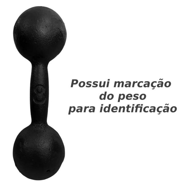 Imagem de Halter Peso Academia 8 Kg Ferro Fundido Preto  Mega Peso 