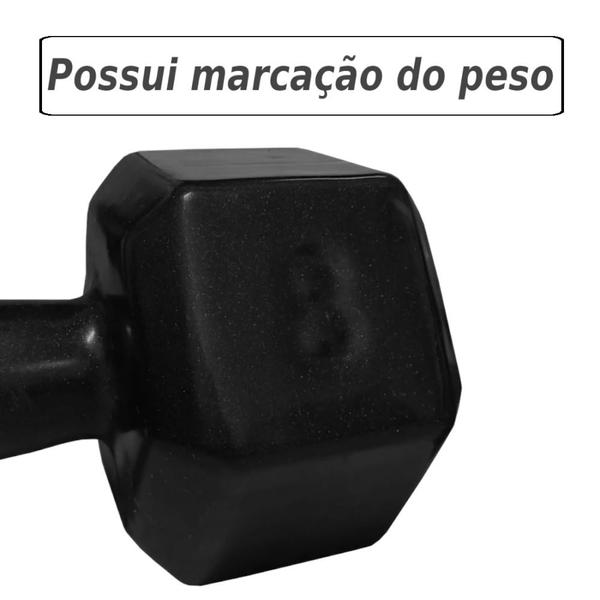 Imagem de Halter Peso Academia 8 Kg Sextavado Emborrachado Preto  Mega Peso 