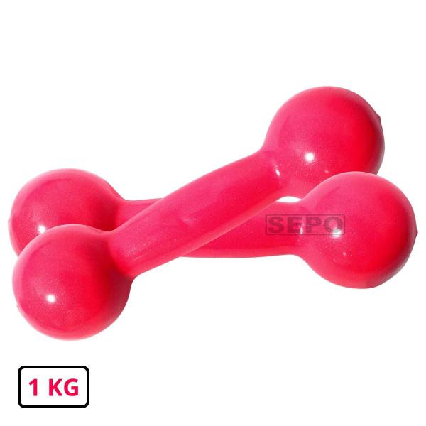 Imagem de Halter Redondo Bola Emborrachado 1 Kg Rosa