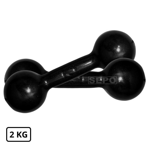 Imagem de Halter Redondo Bola Emborrachado 2 Kg Preto