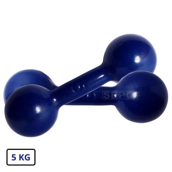 Imagem de Halter Redondo Bola Emborrachado 5 Kg Azul