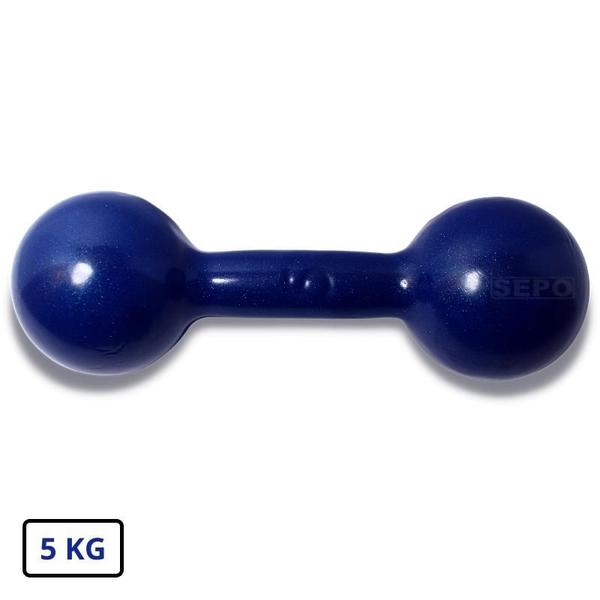 Imagem de Halter Redondo Bola Emborrachado 5 Kg Azul