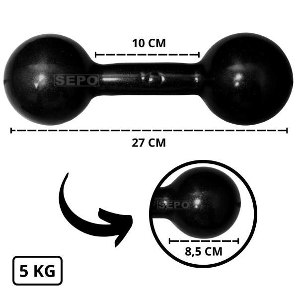 Imagem de Halter Redondo Bola Emborrachado 5 Kg Preto