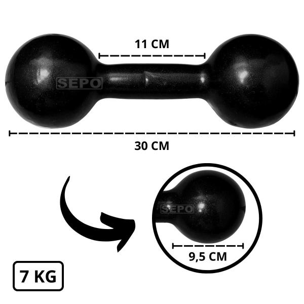 Imagem de Halter Redondo Bola Emborrachado 7 Kg Preto