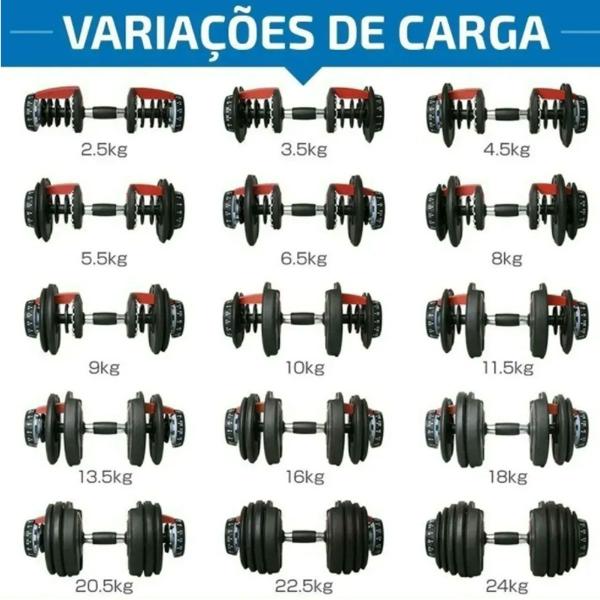 Imagem de Halter Regulável 24kg Dumbbell Anilha Ajustável Drum Dumbell