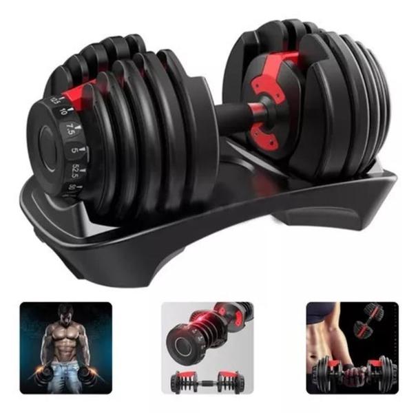 Imagem de Halter Regulável 24kg Dumbell Ajustável Drum Anilha Dumbbell