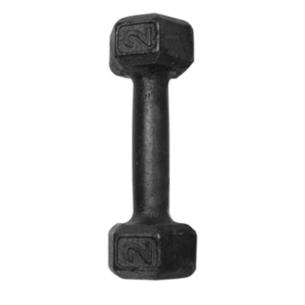 Imagem de Halter Sextavado 2 kg Pintado Preto Ferro Fundido Academia Musculação Exercicio