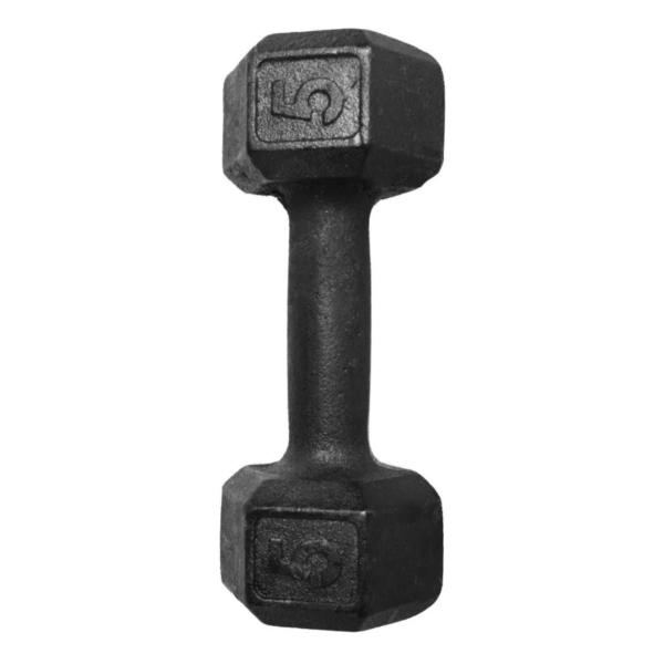 Imagem de Halter Sextavado 5 kg Pintado Preto Ferro Fundido Academia Musculação Exercicio