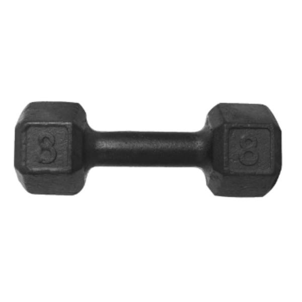 Imagem de Halter Sextavado 8 kg Pintado Preto Ferro Fundido Academia Musculação Exercicio