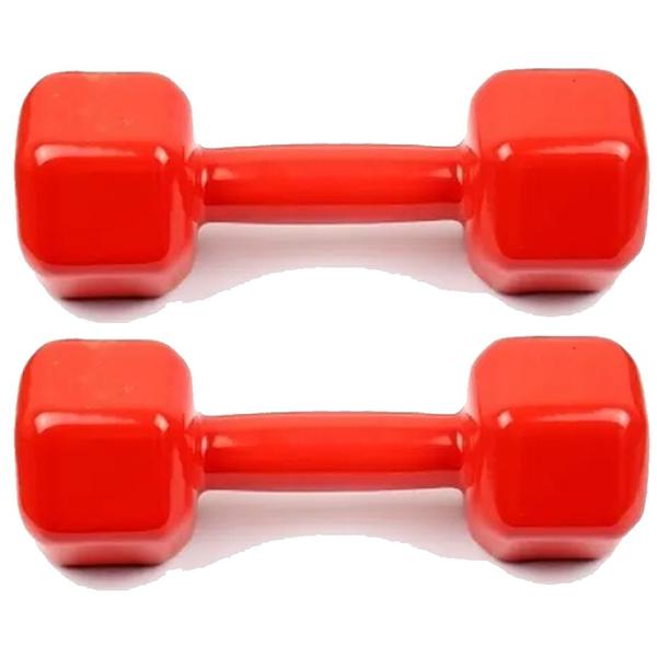 Imagem de Halter Sextavado 8kg Emborrachado PVC o Par Vermelho