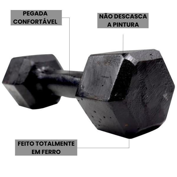 Imagem de Halter Sextavado Academia Musculação Fitness Treino em Casa Atividade