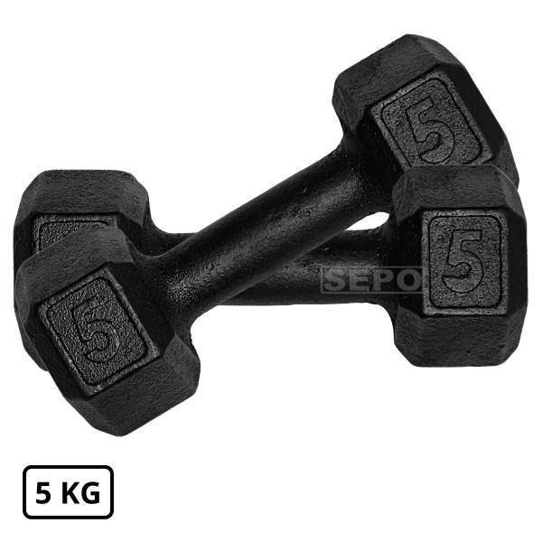 Imagem de Halter Sextavado de Ferro Fundido Pintado 5 Kg Preto