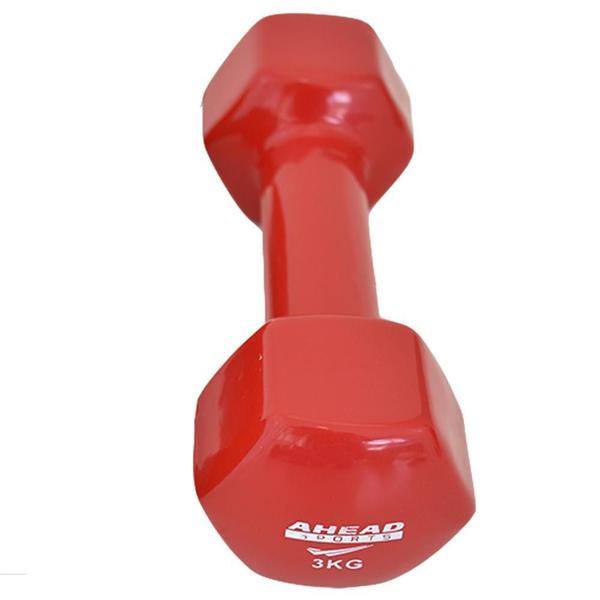 Imagem de Halter Sextavado Em Vinil Ahead Sports 3Kg Vermelho