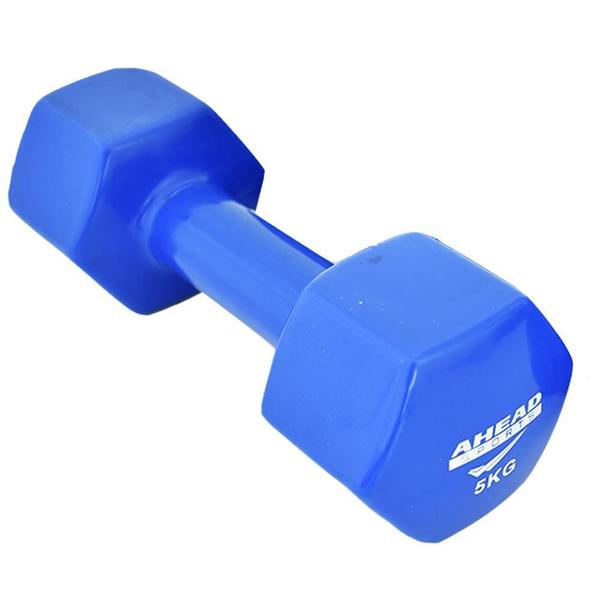 Imagem de Halter Sextavado Em Vinil Ahead Sports 5Kg Azul