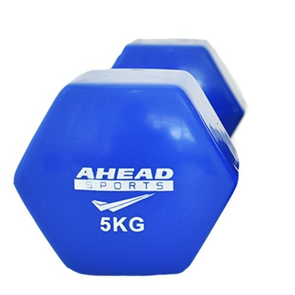 Imagem de Halter Sextavado Em Vinil Ahead Sports 5Kg Azul