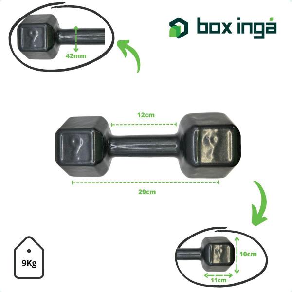 Halter Sextavado Emborrachado - 9 Kg - BOX INGÁ Imagem de Halter Sextavado Emborrachado - 9 Kg