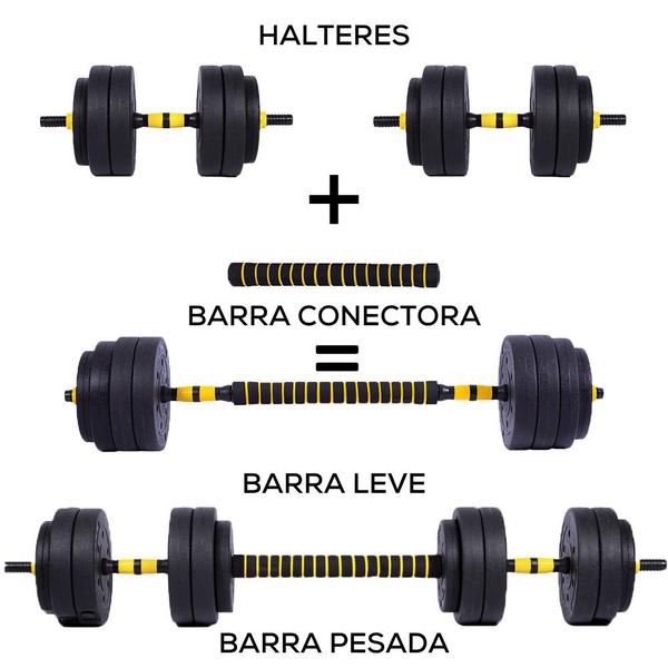 Imagem de Halteres Anilha Barra Kit Musculação Peso Academia 25kg Yangfit