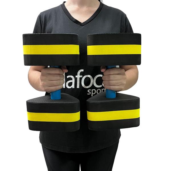 Imagem de Halteres Aquáticos Para Piscina Em EVA Peso 3-4Kg DF1107-PT Preto e Amarelo Dafoca Sports