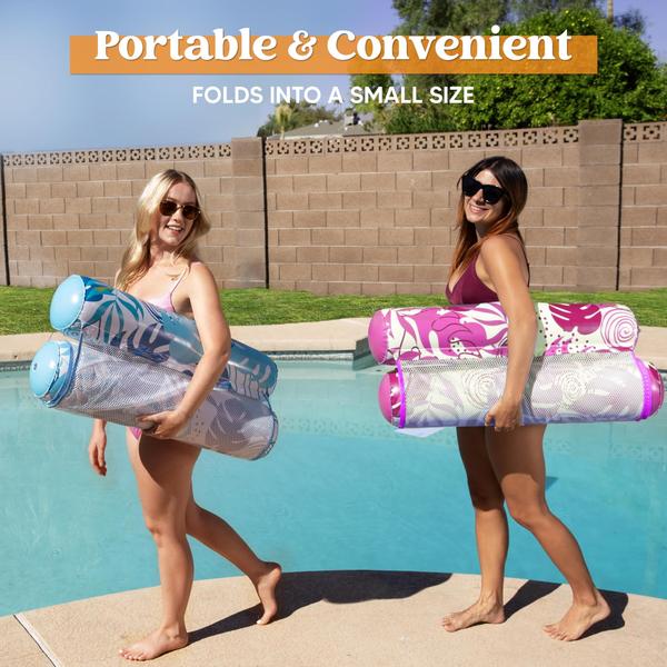 Imagem de Hammock Pool Floats Sloosh, 2 pacotes para adultos, azul e rosa