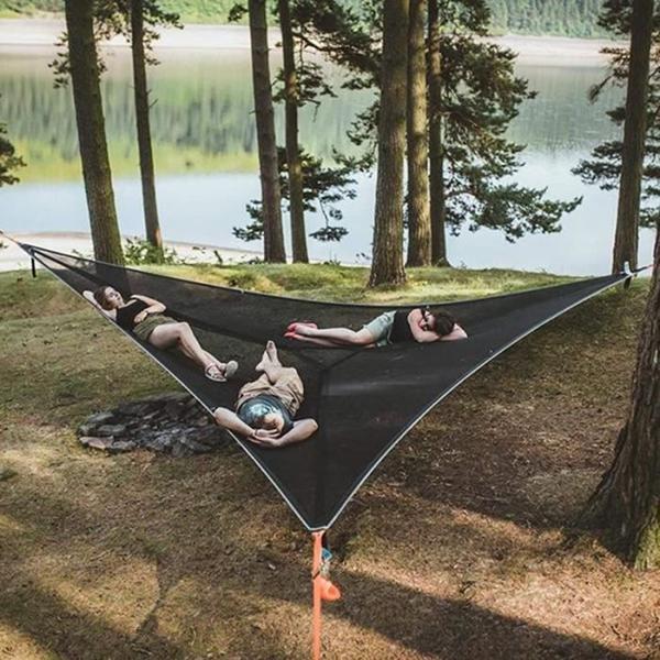 Imagem de Hammock Wokex com suspensão triangular portátil de nylon preta