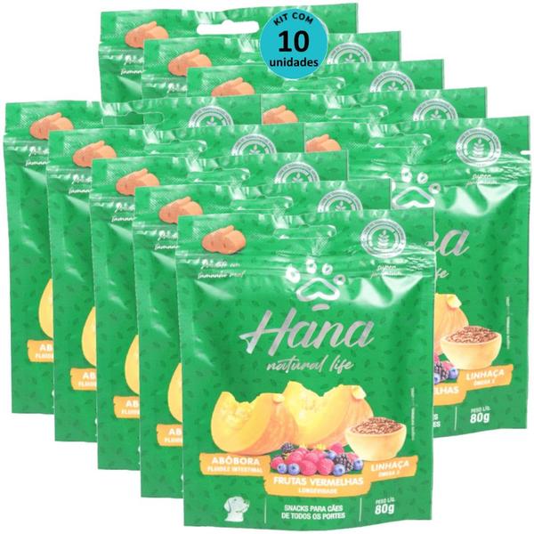 Imagem de Hana Natural Life AbóboraFrutas VermelhasLinhaça 80g Para Cães Adultos Kit C/ 10 Un