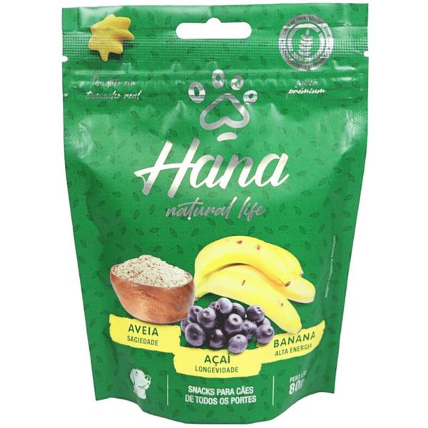 Imagem de Hana Natural Life Aveia Açaí Banana 80g Snacks Para Cães Adultos Kit C/ 3 un