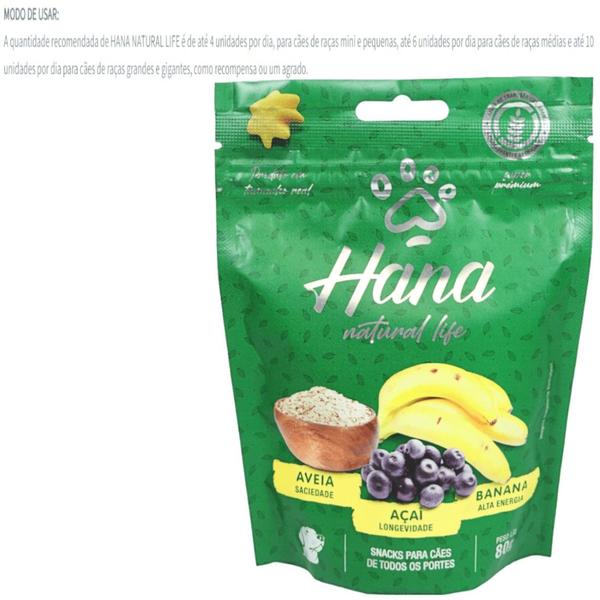 Imagem de Hana Natural Life Aveia Açaí Banana 80g Snacks Para Cães Adultos Kit C/ 5 un