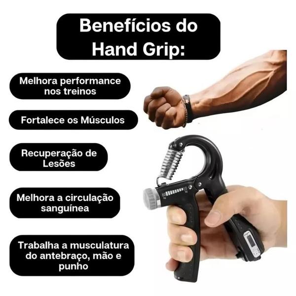 Imagem de Hand Grip Com Mola Ajustável 5kg A 60kg Fisioterapia Fortalecimento Antebraço Mãos Punho Exercício Força