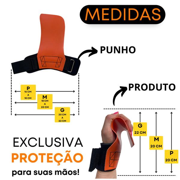 Imagem de Hand Grip Cross Pull up Luva Protetora mãos LARANJA  M 