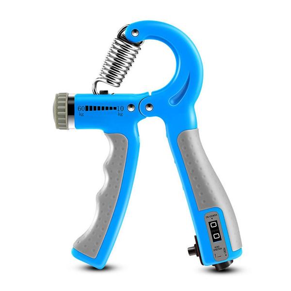 Imagem de Hand Grip Exercitador Para Mãos Punho Emborrachado Com Contador 10 a 60 kg Azul + Chaveiro CBRN19885