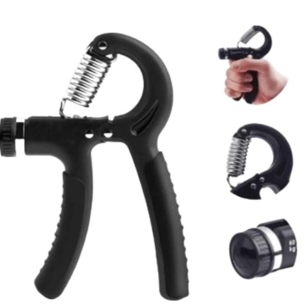 Imagem de Handgrip Mão Ajustável 60kg Contador Fisioterapia Academia Cor Preto