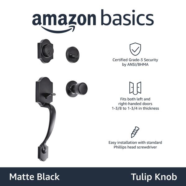 Imagem de Handleset Amazon Basics com cilindro único Tulip Knob