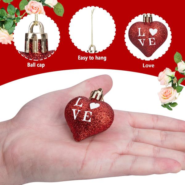 Imagem de Hanging Hearts Baubles Iceyyyy Dia dos Namorados 48 unidades vermelhas