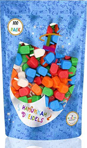 Imagem de Hanukkah Dreidels 100 Bulk Pack Multi-Color Plastic Chanukah Draydels With English Transliteration - Inclui 3 Cartões de Instrução de Jogo Dreidel