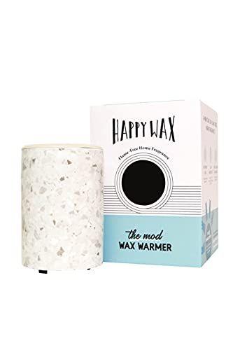 Imagem de Happy Wax - Mod Wax Melt Warmer (com temporizador Auto Shut Off) em Terrazzo Branco - Fusão de Cera Cerâmica Elétrica e Decorativa Perfeita ou Aquecedor para Cera Perfumada Derrete. (Derrete não incluído) (Terrazzo Branco)