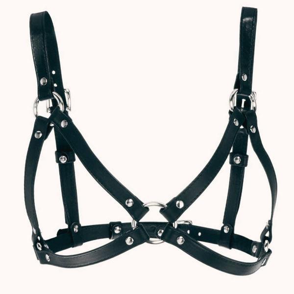 Imagem de Harness Feminino Peito Sutiã de Couro Lingerie Sexy Moda Dark Gótico Dominadora