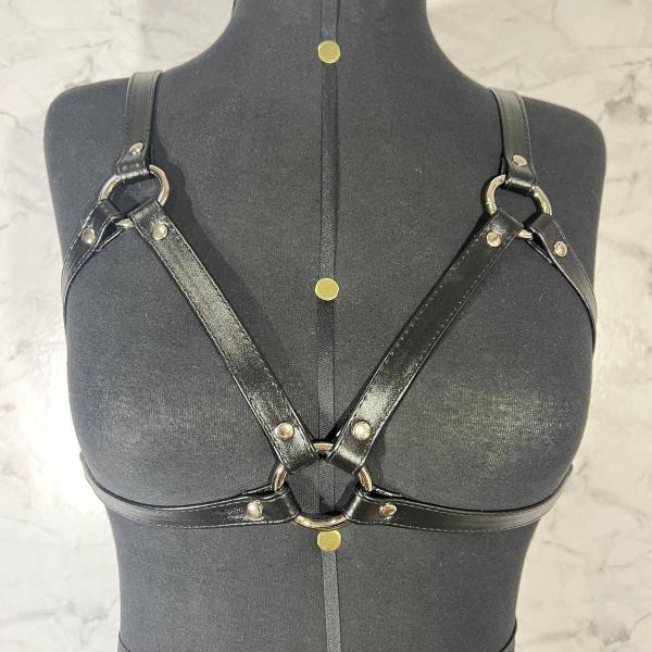 Imagem de Harness Feminino Peito Sutiã de Couro Lingerie Sexy Moda Dark Gótico Dominadora