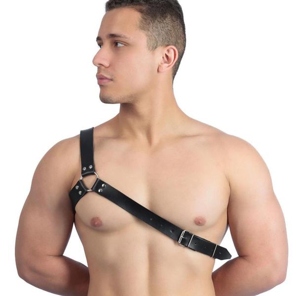 Imagem de Harness Peitoral Masculino Hércules em Couro Montana com Detalhes em Rebites - s - Exclusiva SexShop