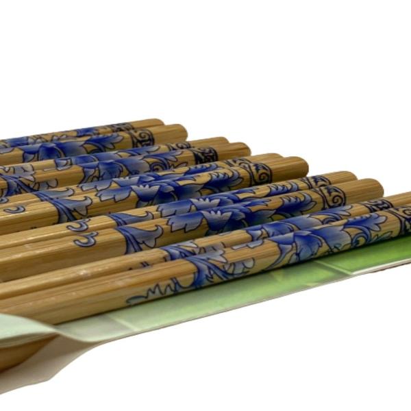 Imagem de Hashi Em Bambu Decorado Conjunto Com 10 Pares 24cm