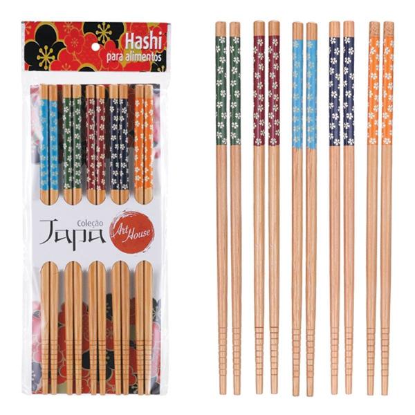 Imagem de Hashi para Sushi Alimentos Comida Japonesa 5 Pares Bambu