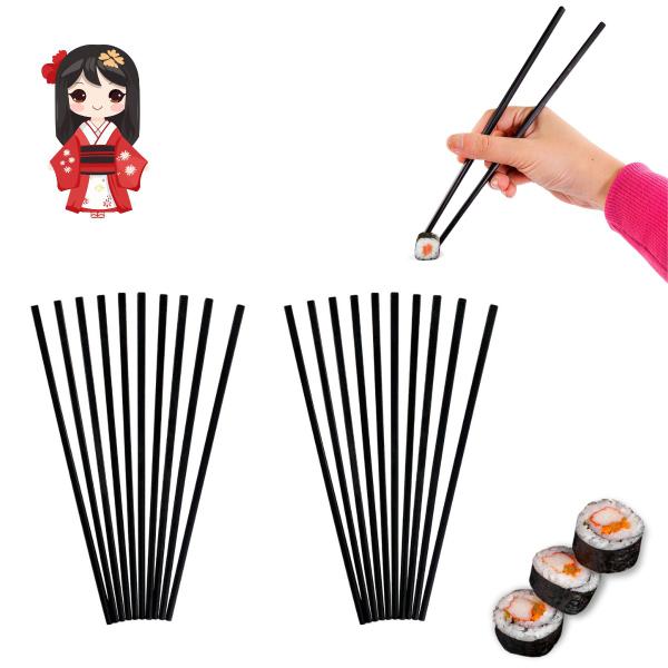 Imagem de Hashi para Sushi Comida Japonesa Com 10 Unidades Pauzinho Palitinho Pegador Japones 24cm Reutilizavel Para Comer Japones