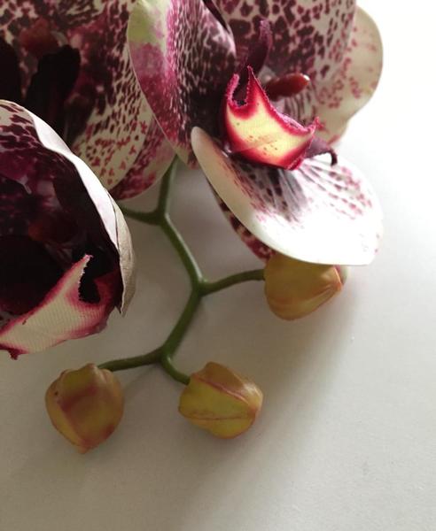 Imagem de Haste artificial orquídea 3d toque real 9 cabeças - burgundy