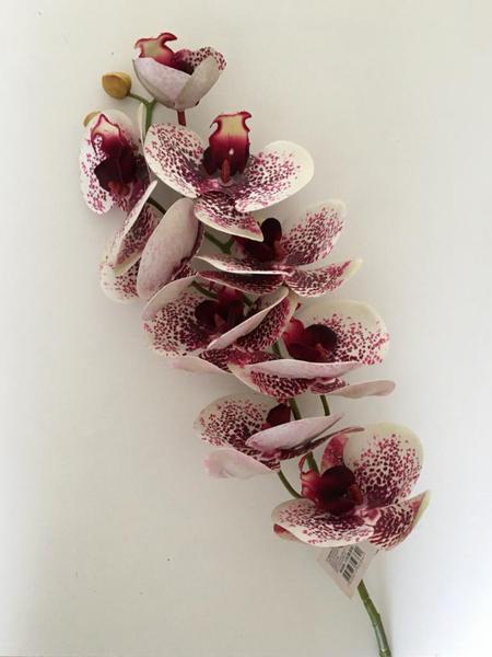 Imagem de Haste artificial orquídea 3d toque real 9 cabeças - burgundy
