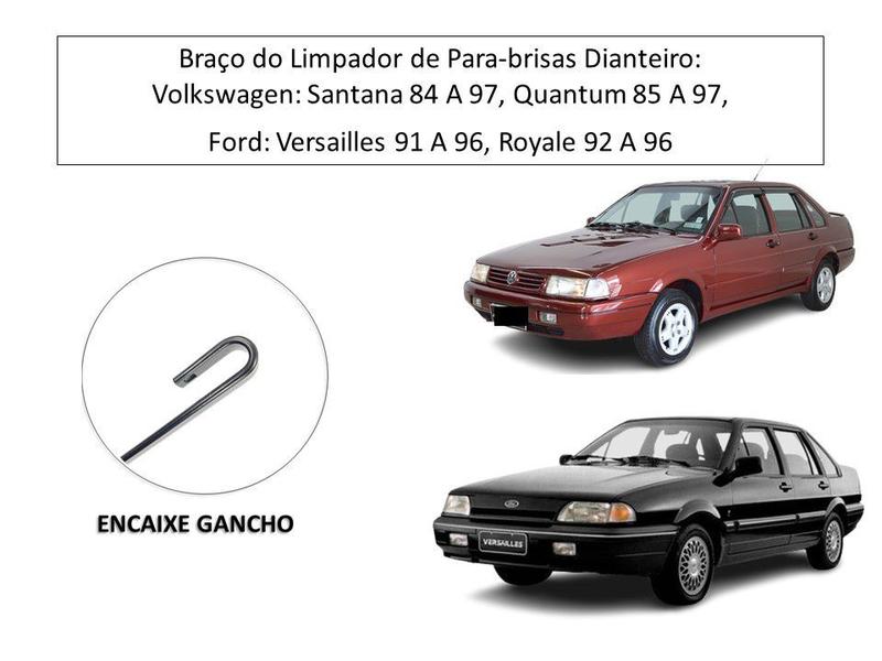 Imagem de Haste Braço Limpador de Para-Brisa: VW: Santana 84/97, Quantum 85/97, Ford: Verssailes 91/96, Royale 92/96 - Esquerdo - 