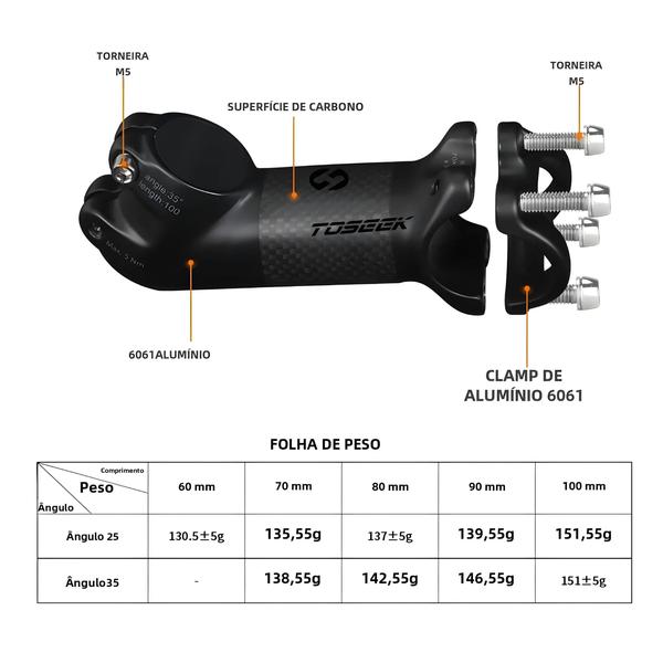 Haste de Guidão de Bicicleta MTB Ultraleve em Liga de Alumínio - 10°, 17°, 25° e 35° (31.8mm) Imagem de Haste de Guidão de Bicicleta MTB Ultraleve em Liga de Alumínio - 10°, 17°, 25° e 35° (31.8mm)