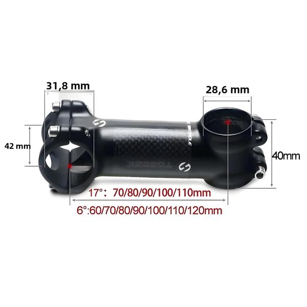 Imagem de Haste de Guidão de Bicicleta Ultraleve 31,8mm - Alumínio e Carbono - Ângulo de 6°/17°