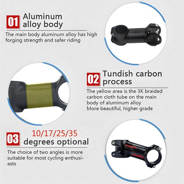 Imagem de Haste de Guidão MTB de Alumínio/Carbono 31,8mm - 10°, 17°, 25° e 35°